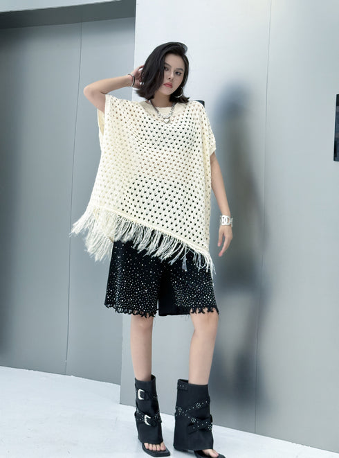 Fringe Knit Oversize Top
